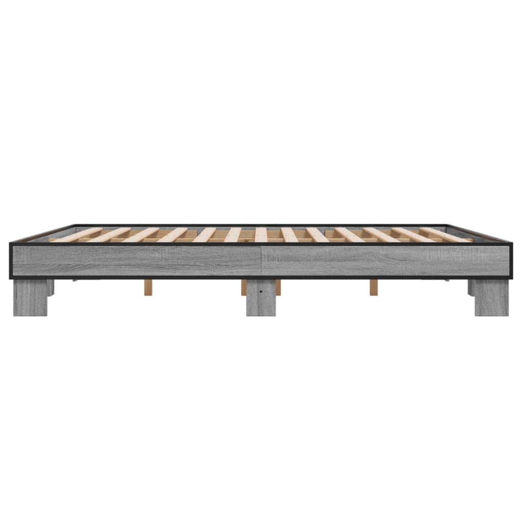 Bed Frame without Mattress Grey Sonoma 160x200 cm