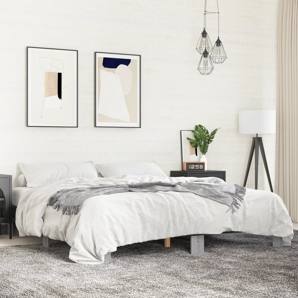Bed Frame without Mattress Grey Sonoma 160x200 cm