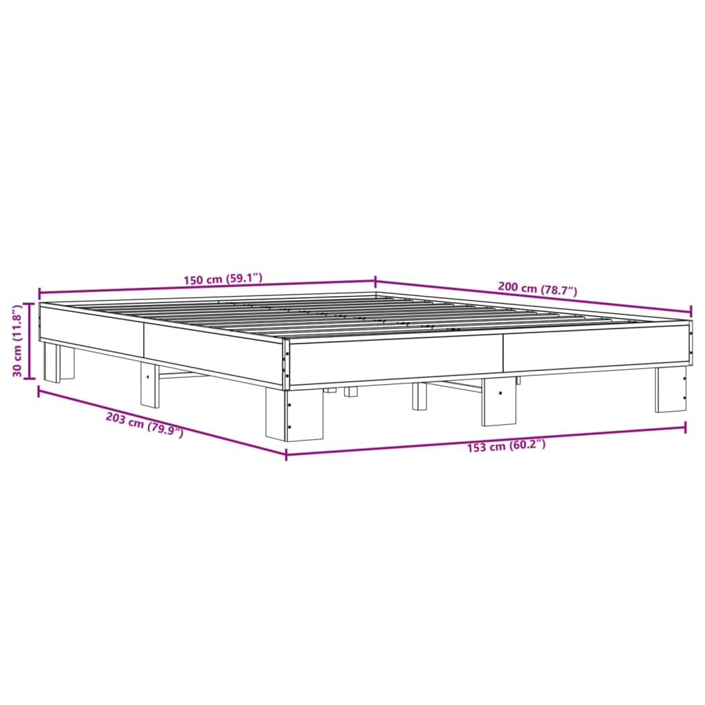 Bed Frame without Mattress Sonoma Oak 150x200 cm King Size