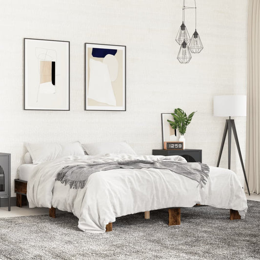 Bed Frame without Mattress Smoked Oak 150x200 cm King Size