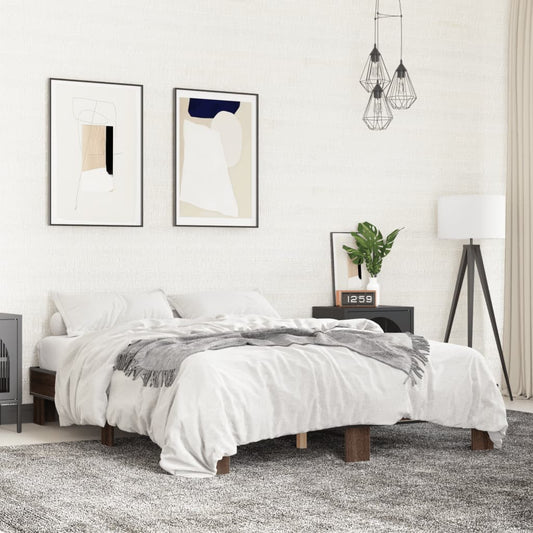 Bed Frame without Mattress Brown Oak 150x200 cm King Size
