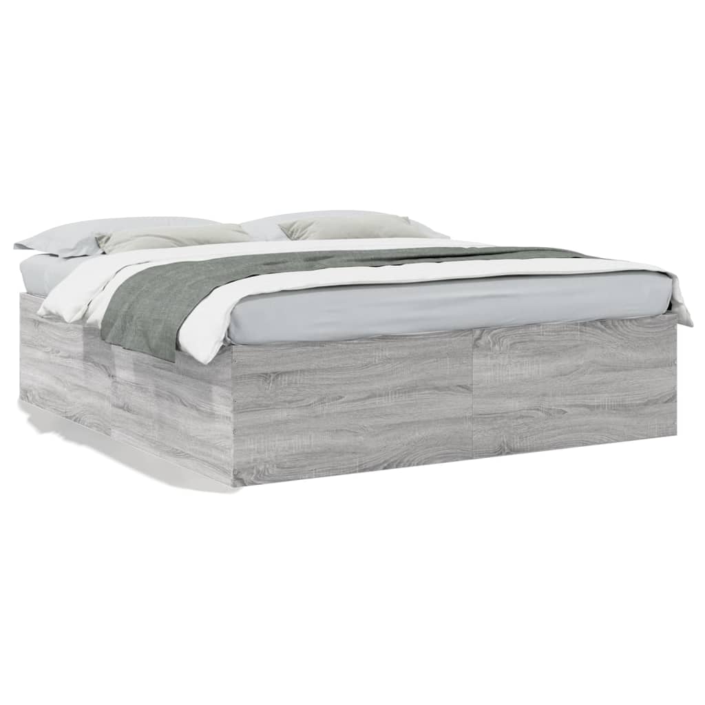 Bed Frame without Mattress Grey Sonoma 200x200 cm