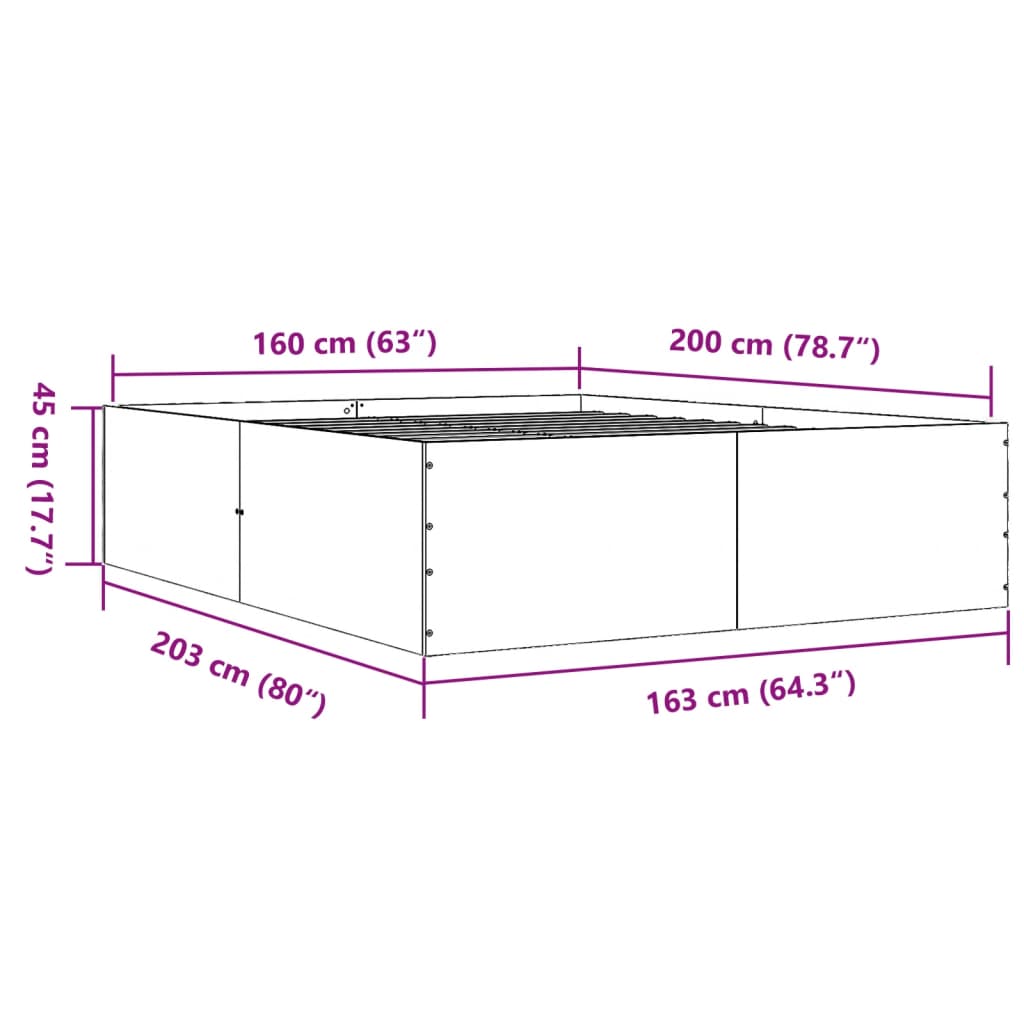 Bed Frame without Mattress Sonoma Oak 160x200 cm