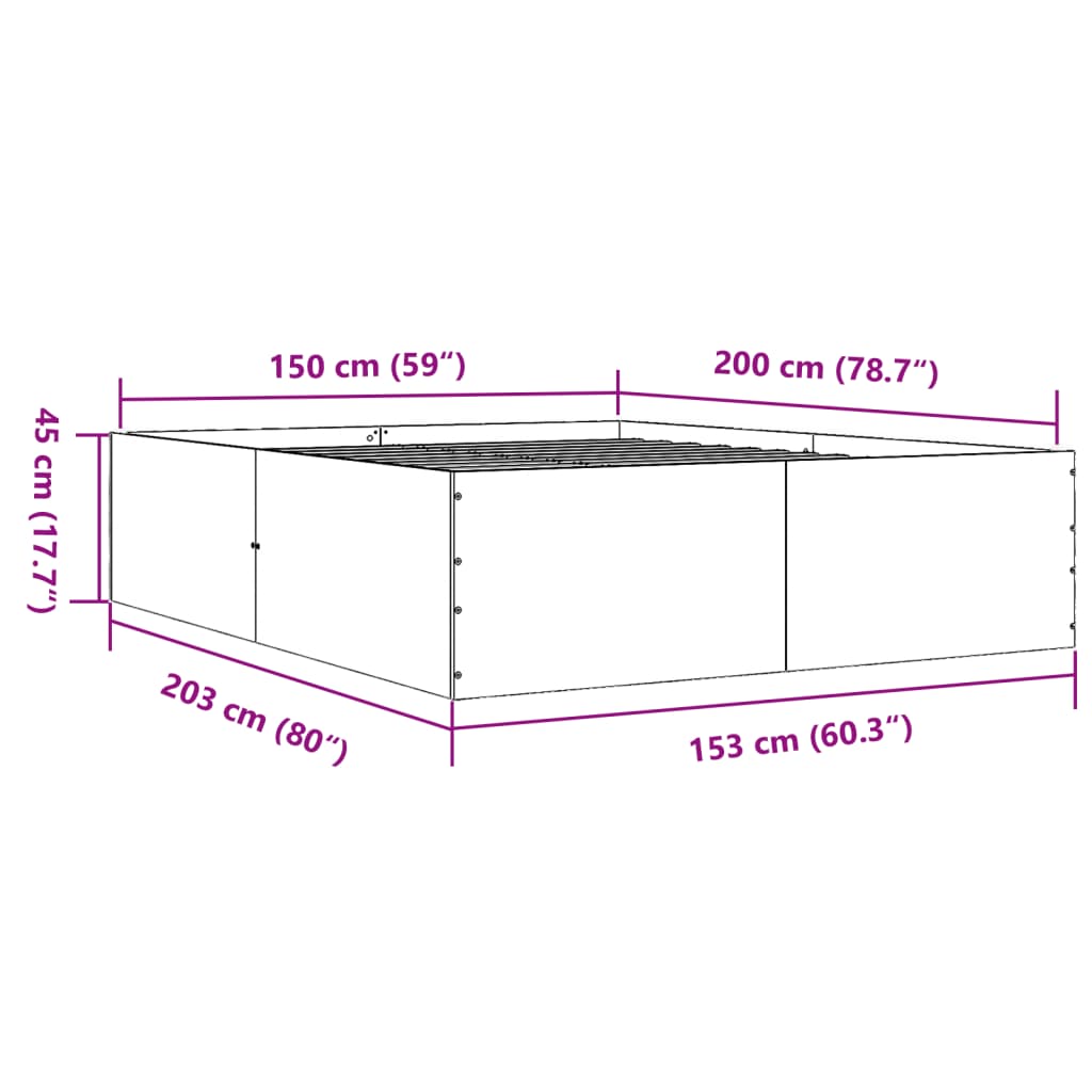 Bed Frame without Mattress Sonoma Oak 150x200 cm King Size