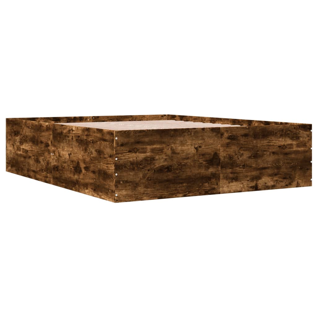 Bed Frame without Mattress Smoked Oak 150x200 cm King Size
