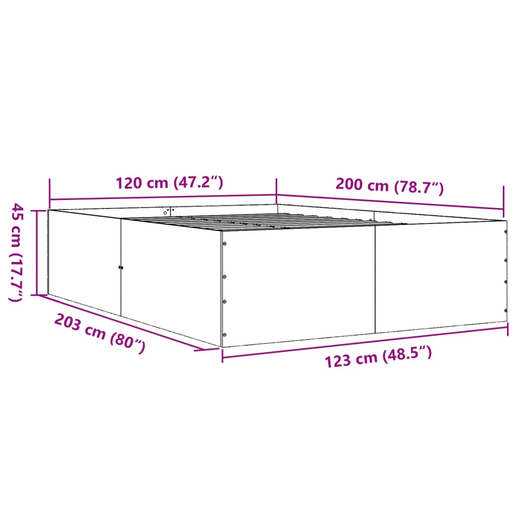 Bed Frame without Mattress Sonoma Oak 120x200 cm