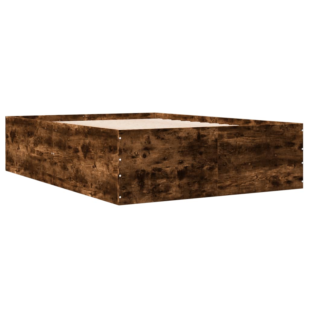 Bed Frame without Mattress Smoked Oak 140x190 cm