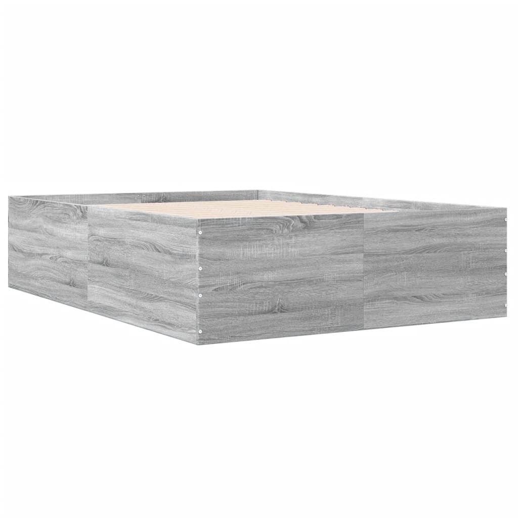 Bed Frame without Mattress Grey Sonoma 140x190 cm