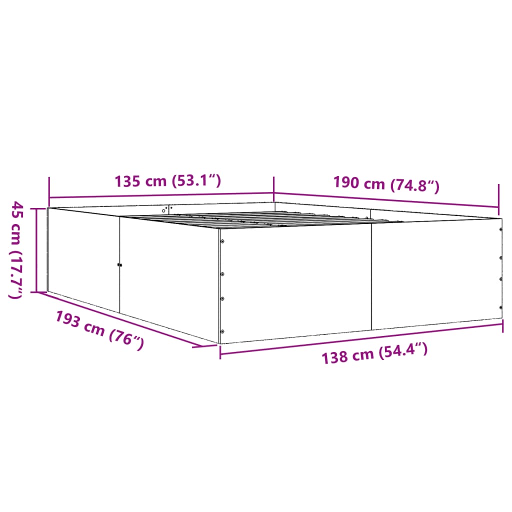 Bed Frame without Mattress White 135x190 cm Double