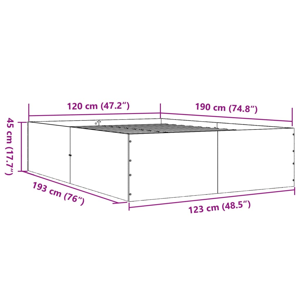 Bed Frame without Mattress White 120x190 cm Small Double