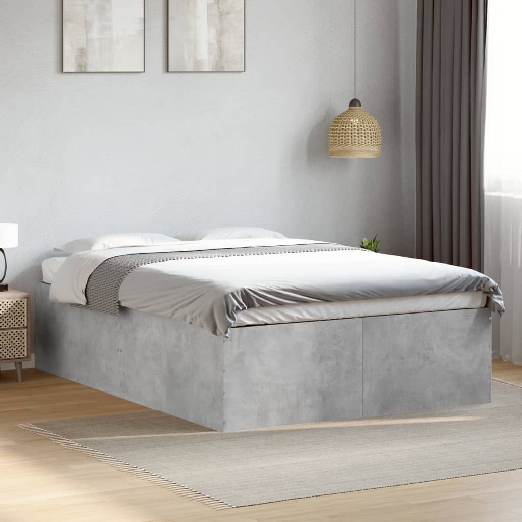 Bed Frame without Mattress Concrete Grey 120x190 cm Small Double