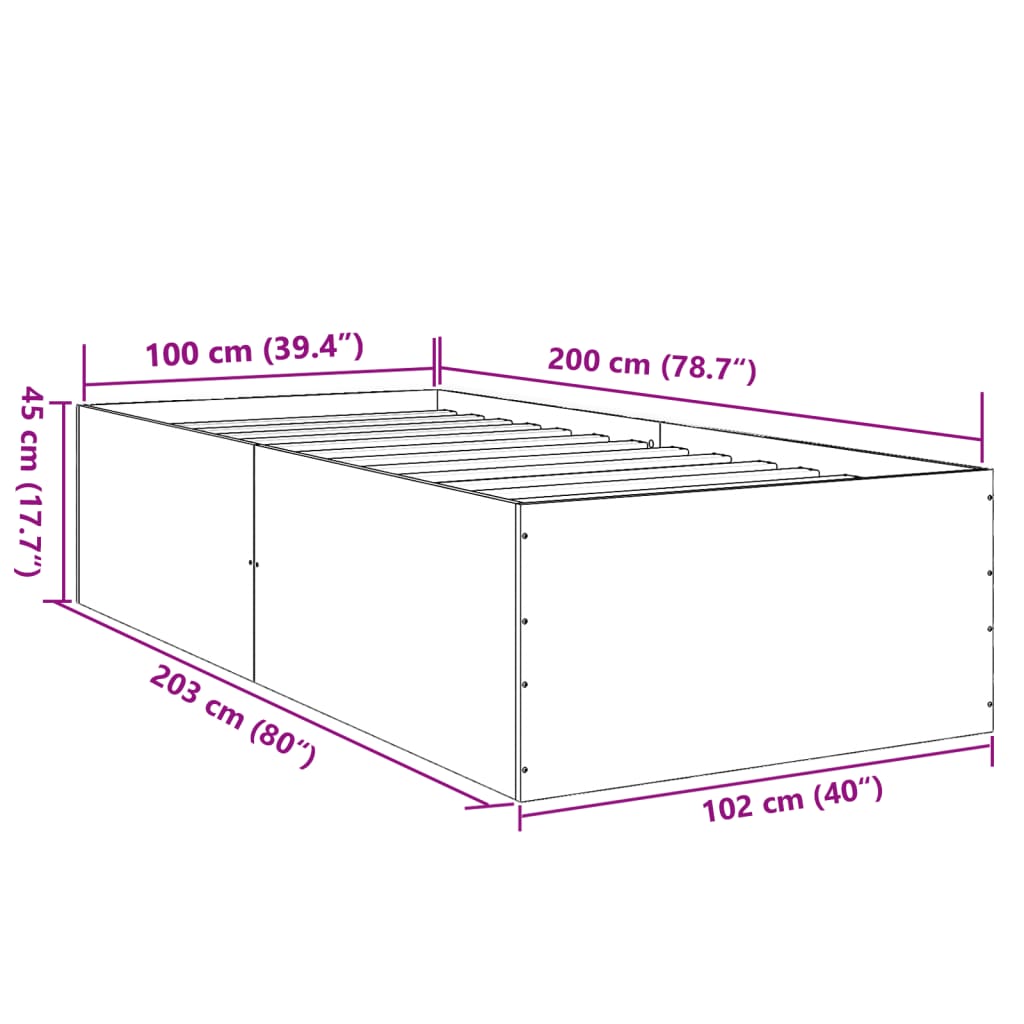 Bed Frame without Mattress Sonoma Oak 100x200 cm