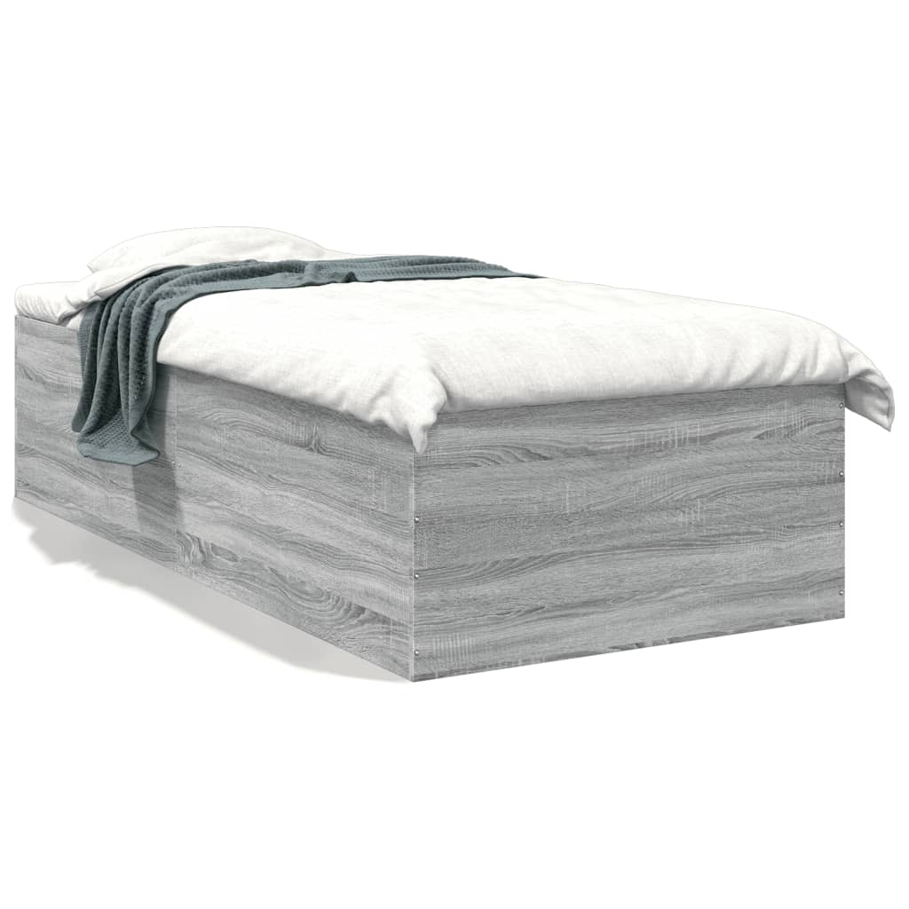 Bed Frame without Mattress Grey Sonoma 75x190 cm Small Single