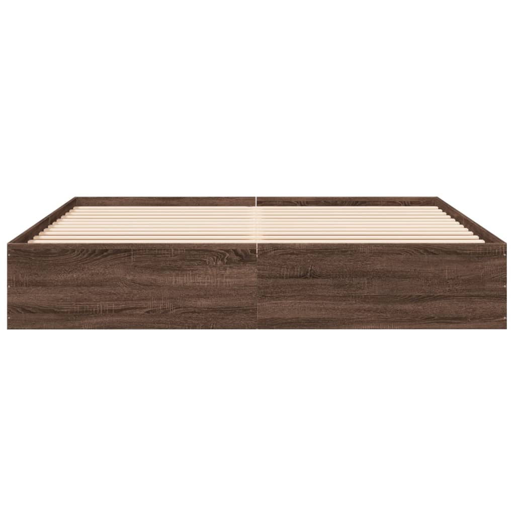 Bed Frame without Mattress Brown Oak 200x200 cm
