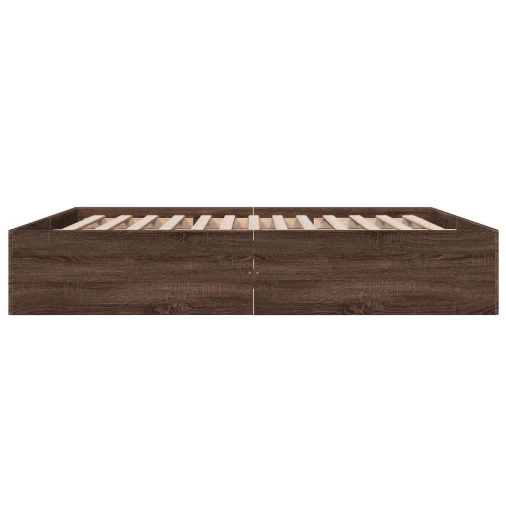 Bed Frame without Mattress Brown Oak 200x200 cm