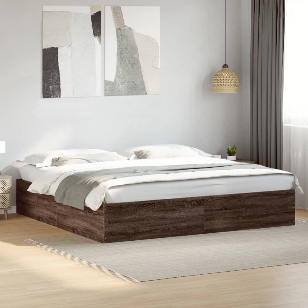 Bed Frame without Mattress Brown Oak 200x200 cm