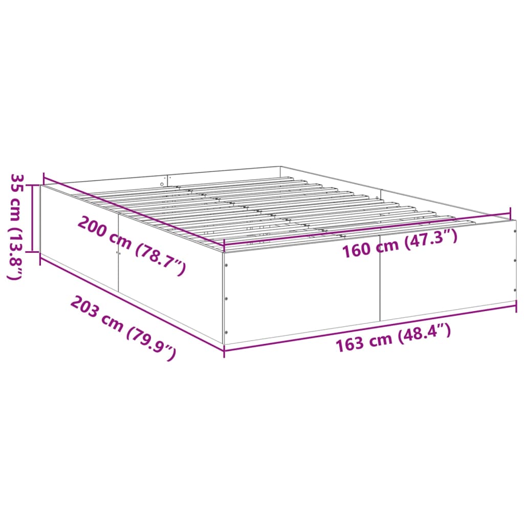 Bed Frame without Mattress White 160x200 cm