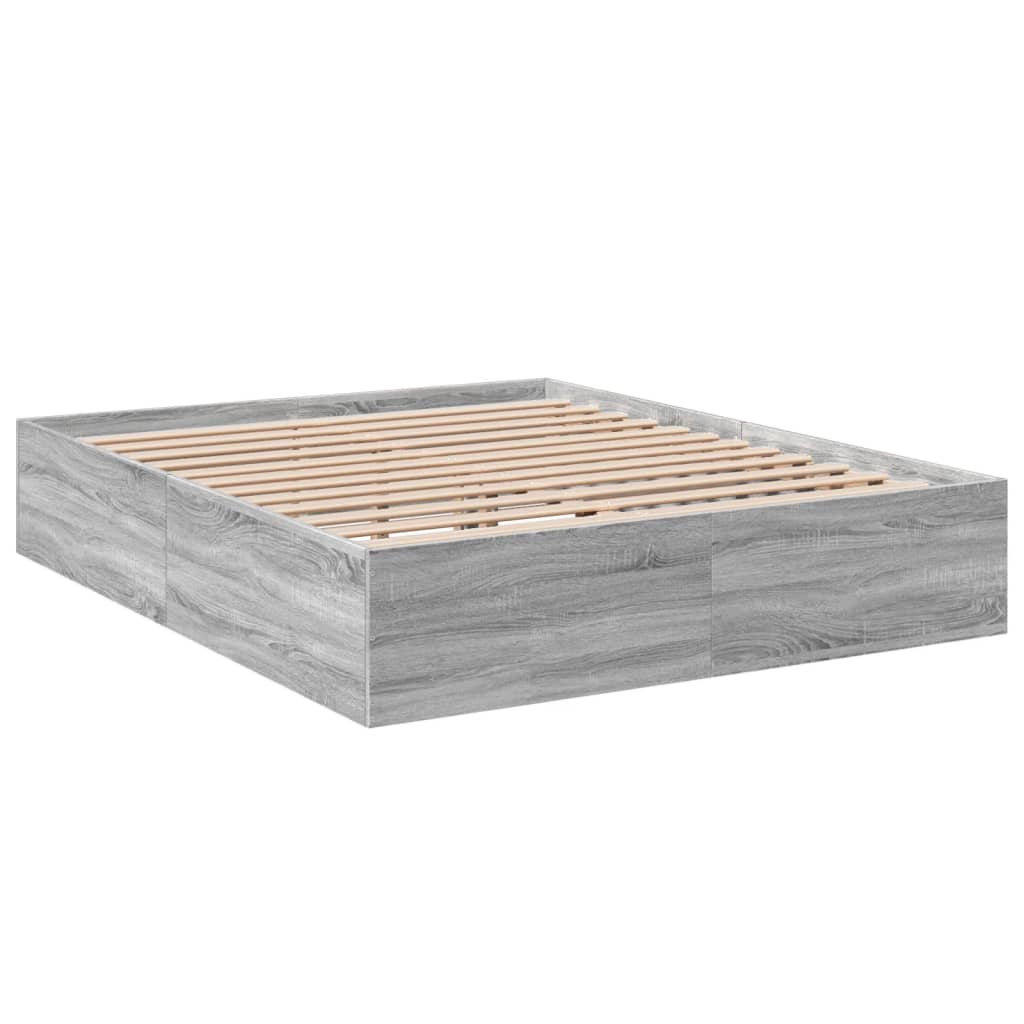 Bed Frame without Mattress Grey Sonoma 160x200 cm