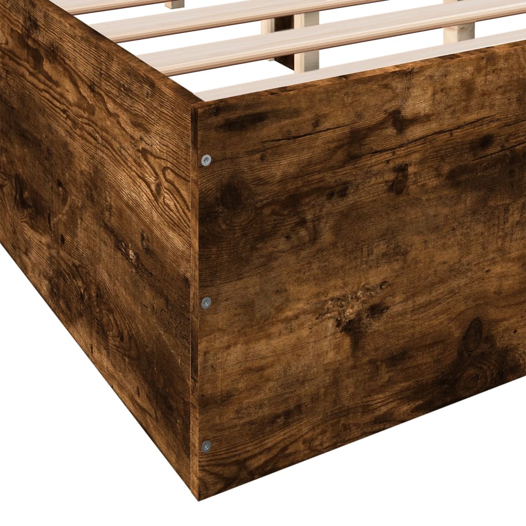 Bed Frame without Mattress Smoked Oak 135x190 cm Double