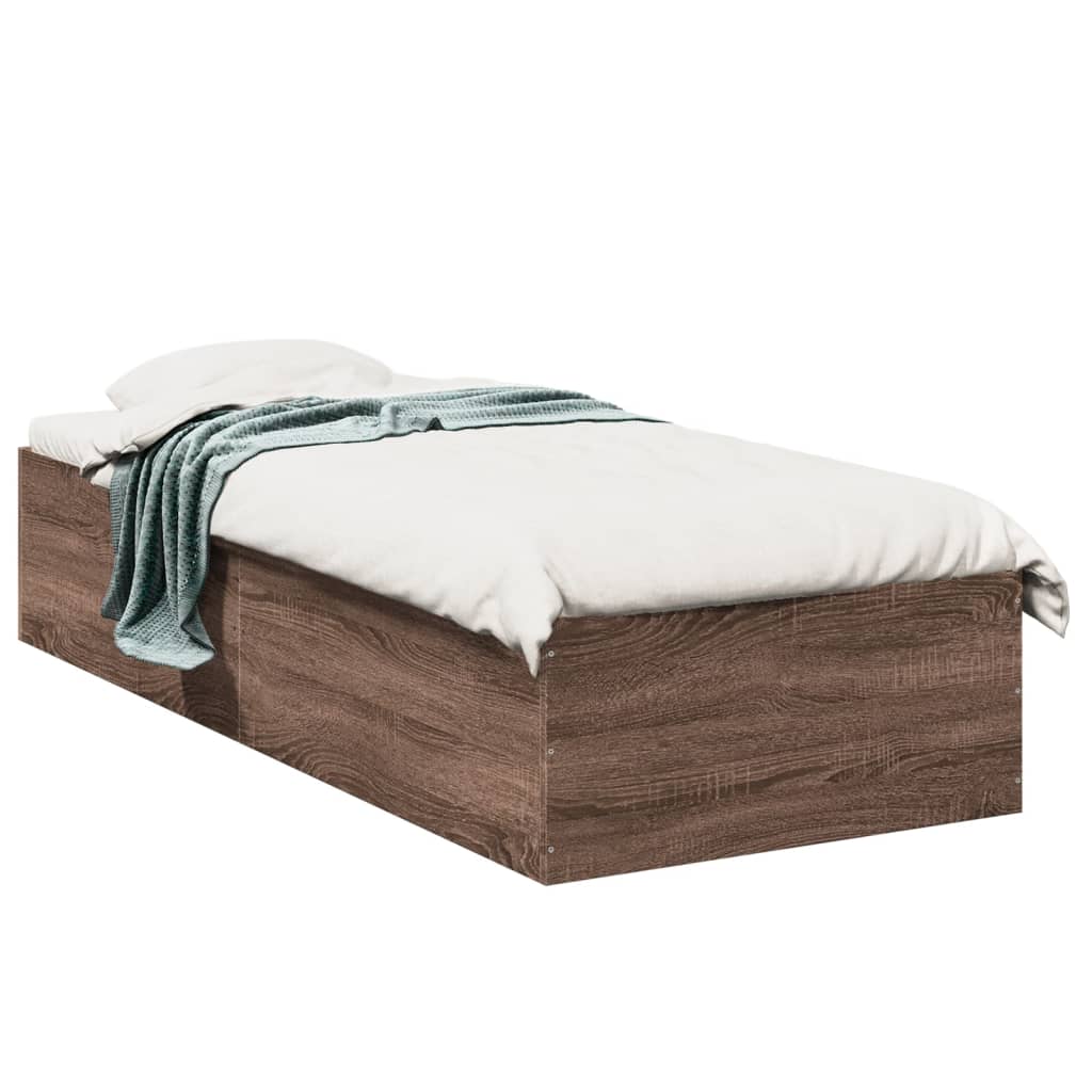 Bed Frame without Mattress Brown Oak 90x190 cm Single