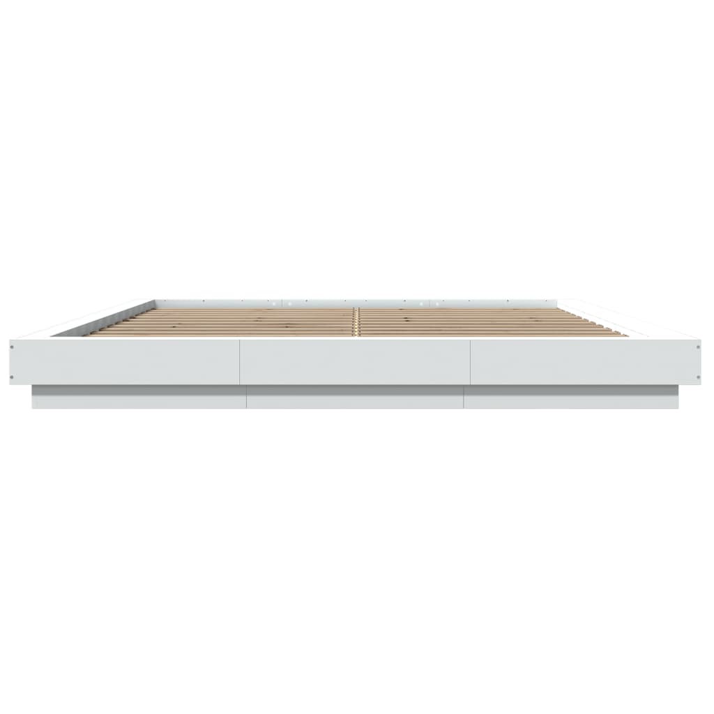 Bed Frame with LED Lights without Mattress White 200x200cm