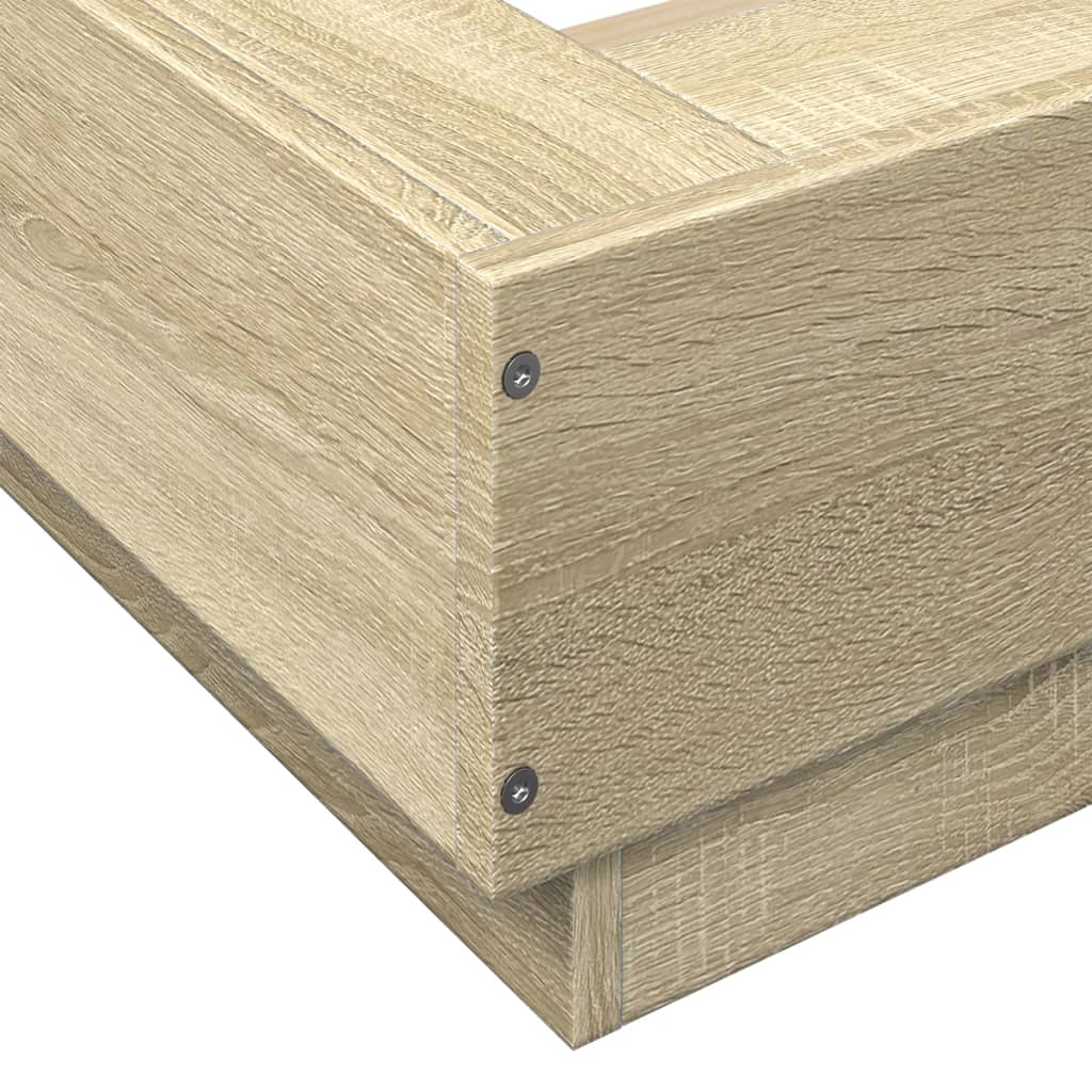 Bed Frame with LED Lights without Mattress Sonoma Oak 160x200cm