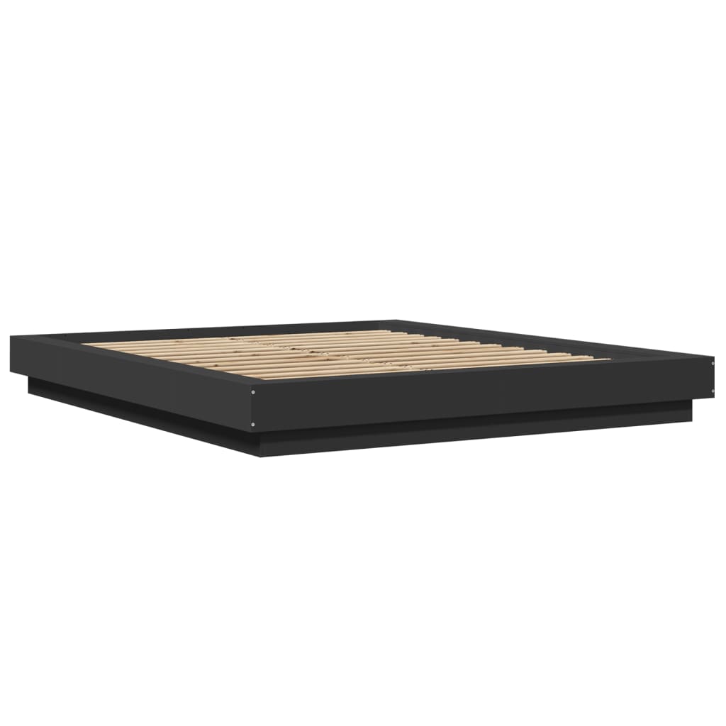 Bed Frame with LED Lights without Mattress Black 150x200cm