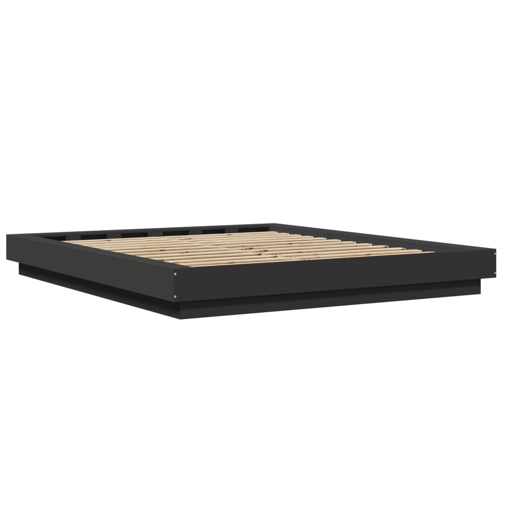 Bed Frame with LED Lights without Mattress Black 150x200cm