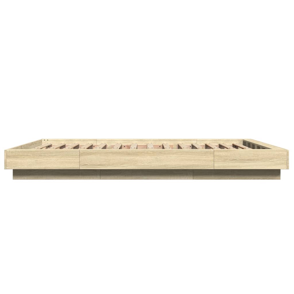 Bed Frame with LED Lights without Mattress Sonoma Oak 140x200cm
