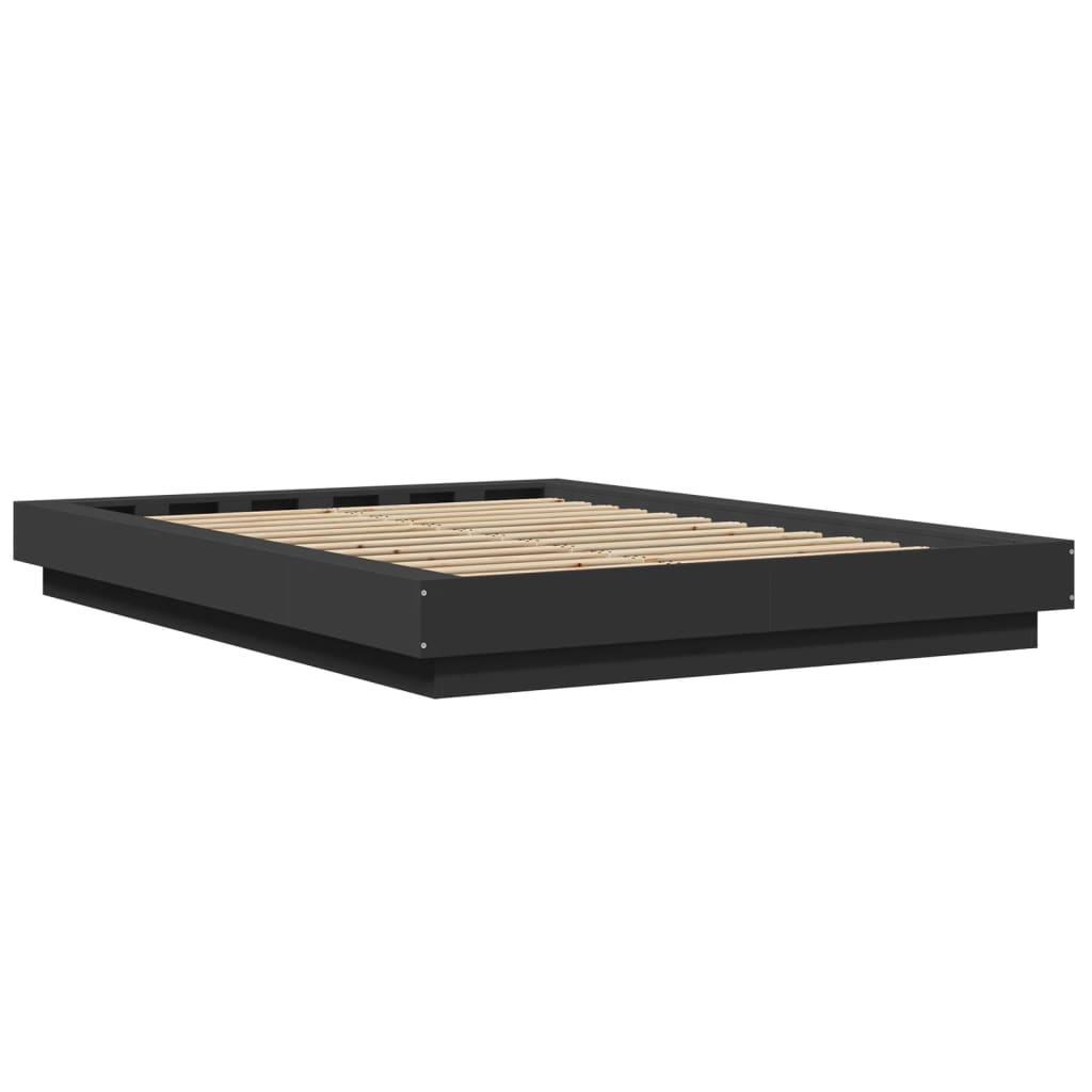 Bed Frame with LED Lights without Mattress Black 120x200cm