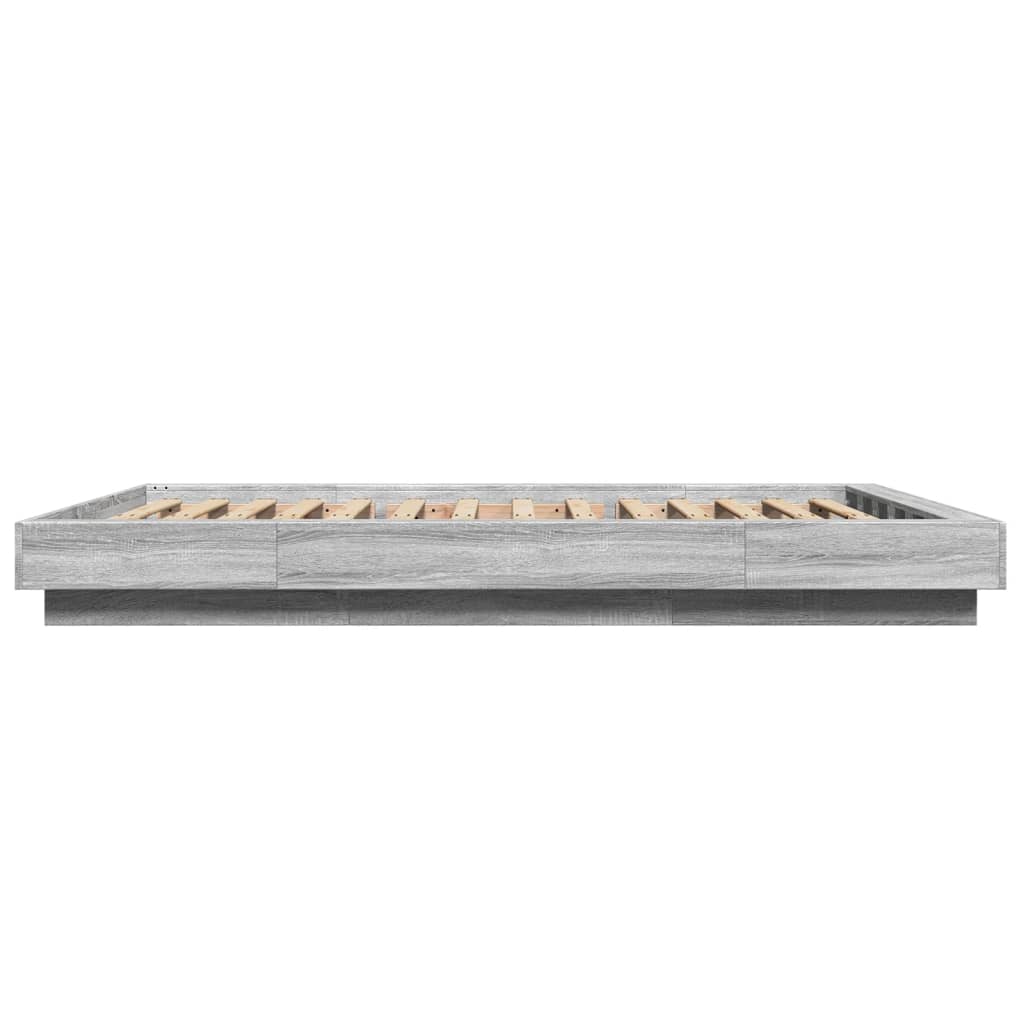 Bed Frame with LED Lights without Mattress Grey Sonoma 120x200cm