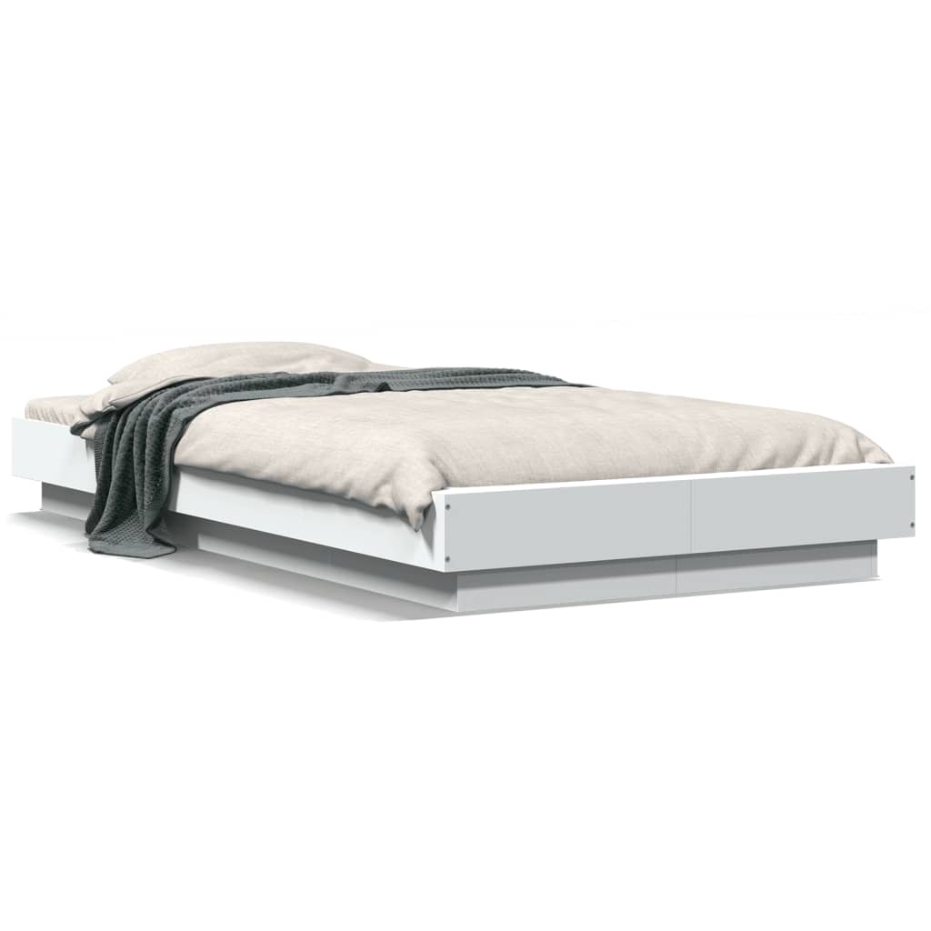 Bed Frame with LED Lights without Mattress White 90x190cm