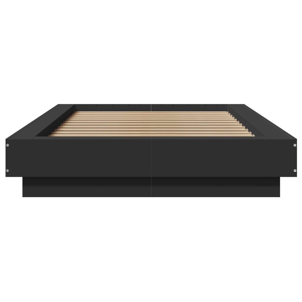 Bed Frame with LED Lights without Mattress Black 90x190cm