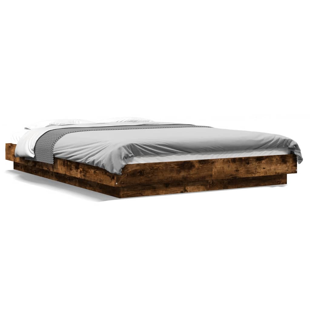 Bed Frame without Mattress Smoked Oak 120x190 cm Small Double