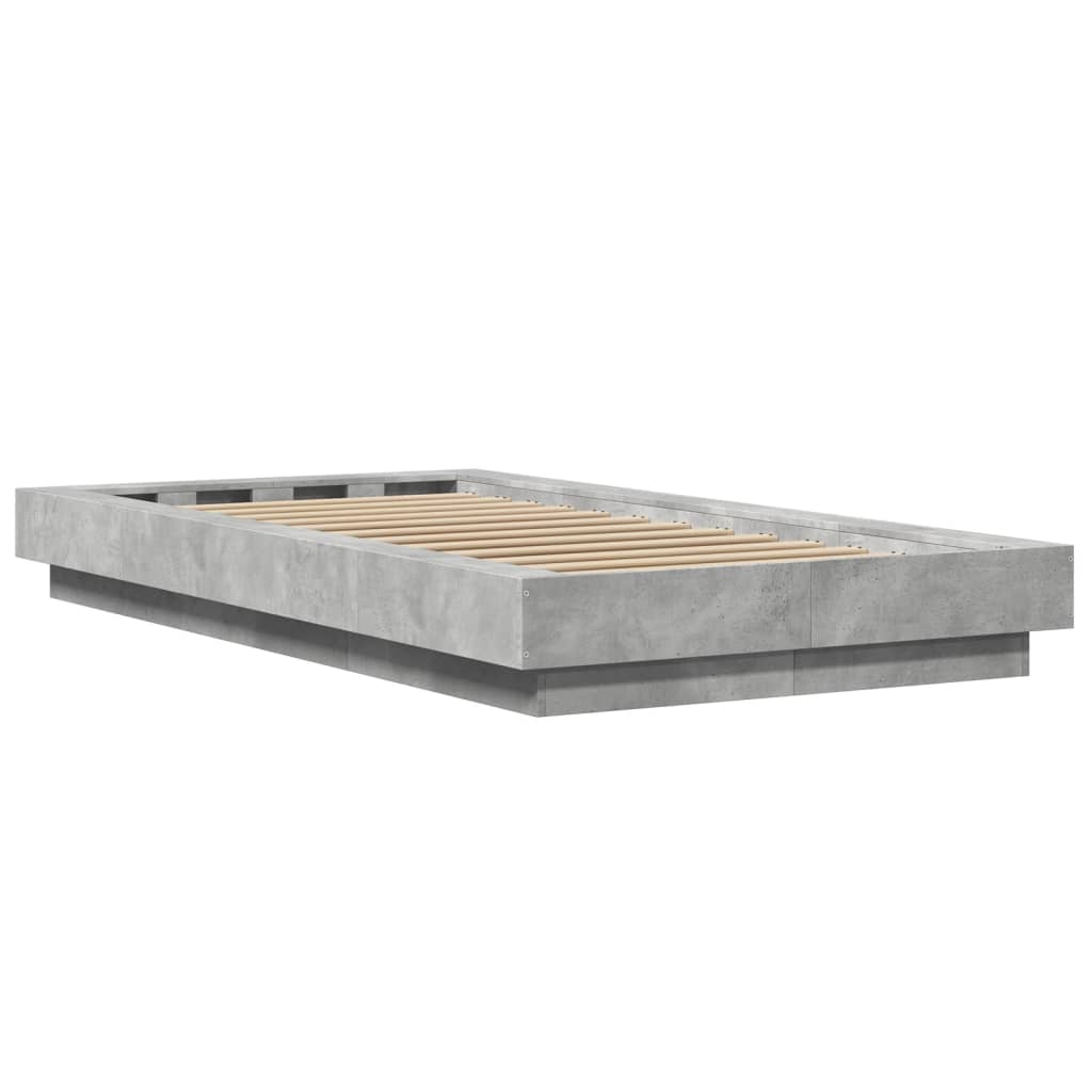 Bed Frame without Mattress Concrete Grey 75x190 cm Small Single