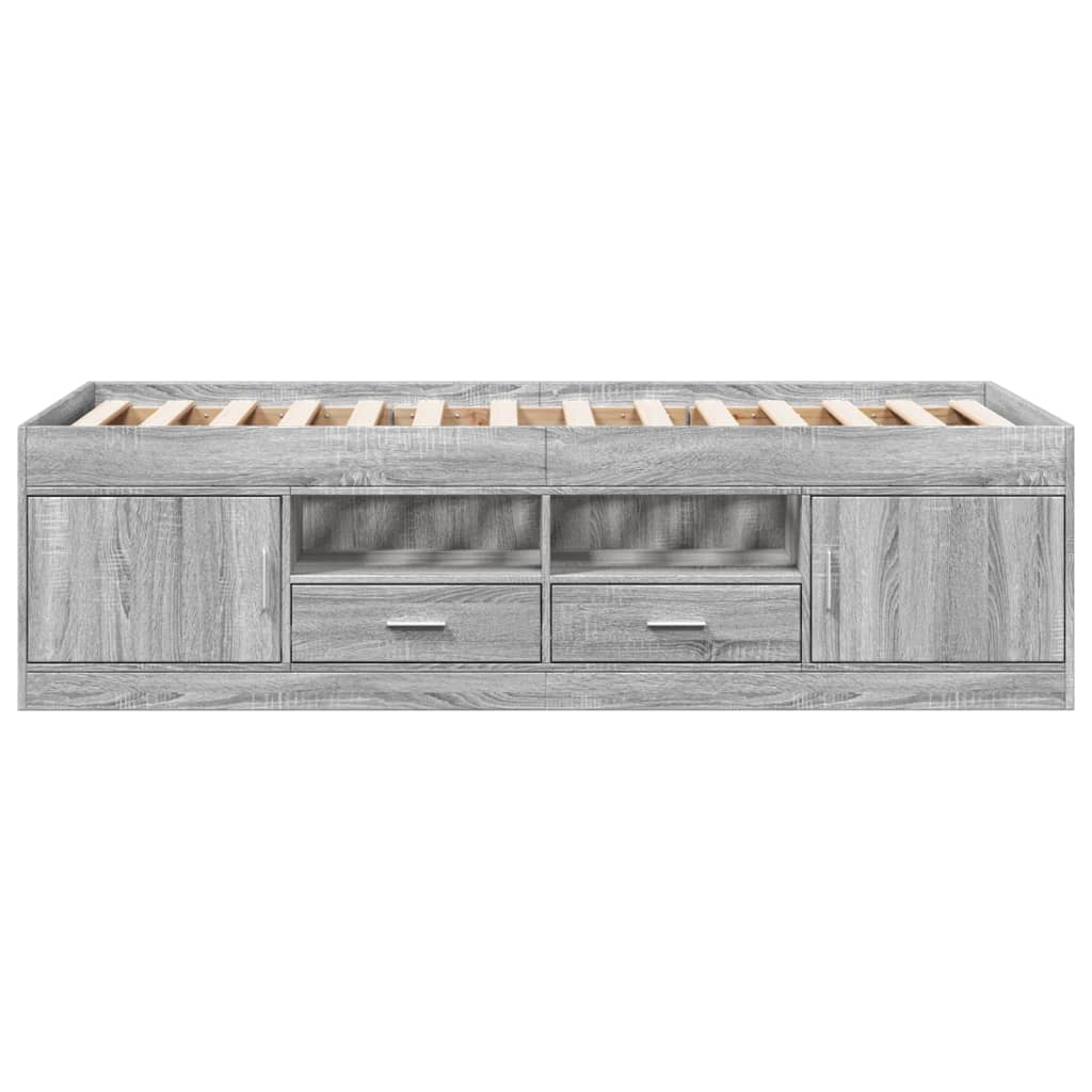 Daybed with Drawers without Mattress Grey Sonoma 100x200 cm