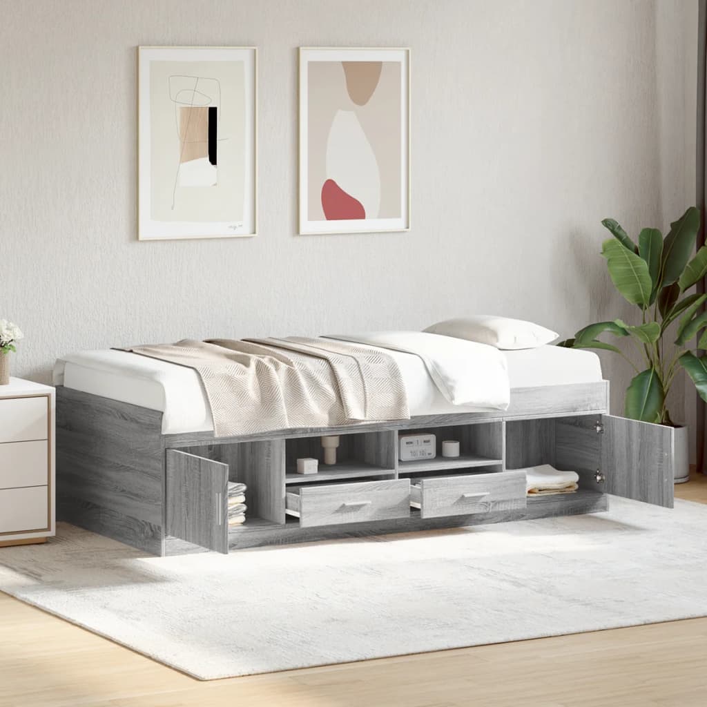 Daybed with Drawers without Mattress Grey Sonoma 100x200 cm
