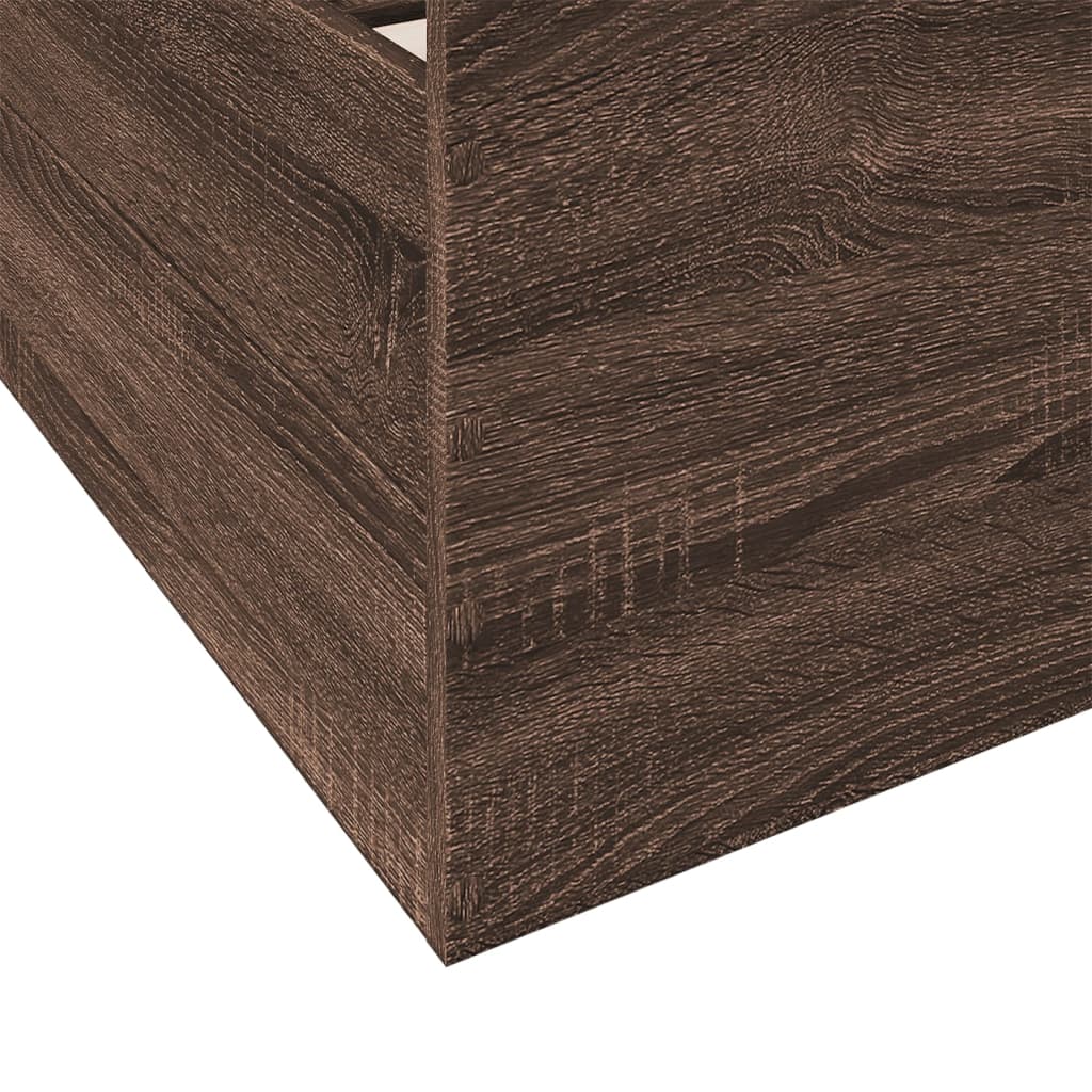 Bed Frame with Drawers without Mattress Brown Oak 200x200 cm