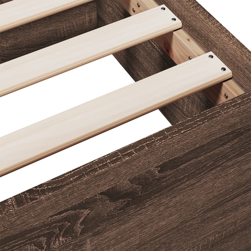 Bed Frame with Drawers without Mattress Brown Oak 200x200 cm