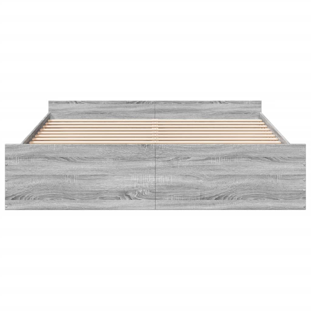 Bed Frame with Drawers without Mattress Grey Sonoma 180x200 cm Super King