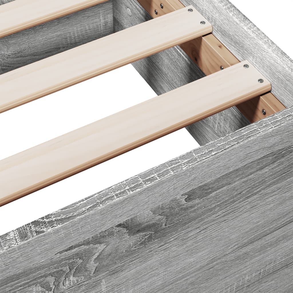Bed Frame with Drawers without Mattress Grey Sonoma 120x200 cm