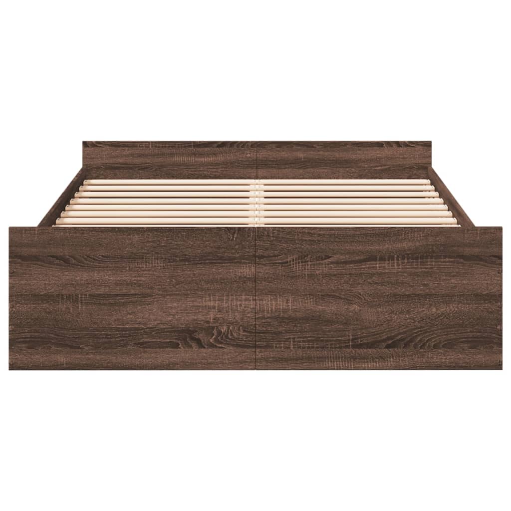 Bed Frame with Drawers without Mattress Brown Oak 135x190 cm Double