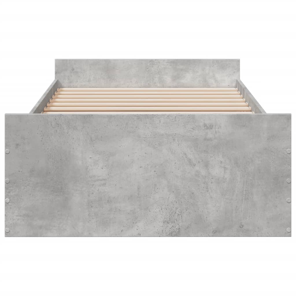 Bed Frame with Drawers without Mattress Concrete Grey 75x190 cm Small Single