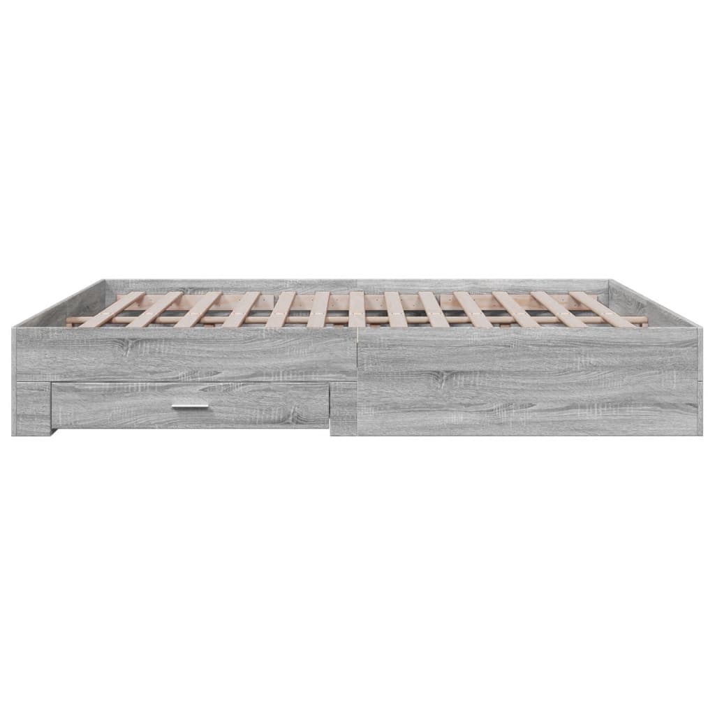 Bed Frame with Drawers without Mattress Grey Sonoma 180x200 cm Super King