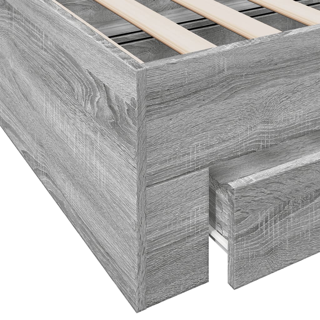 Bed Frame with Drawers without Mattress Grey Sonoma 180x200 cm Super King
