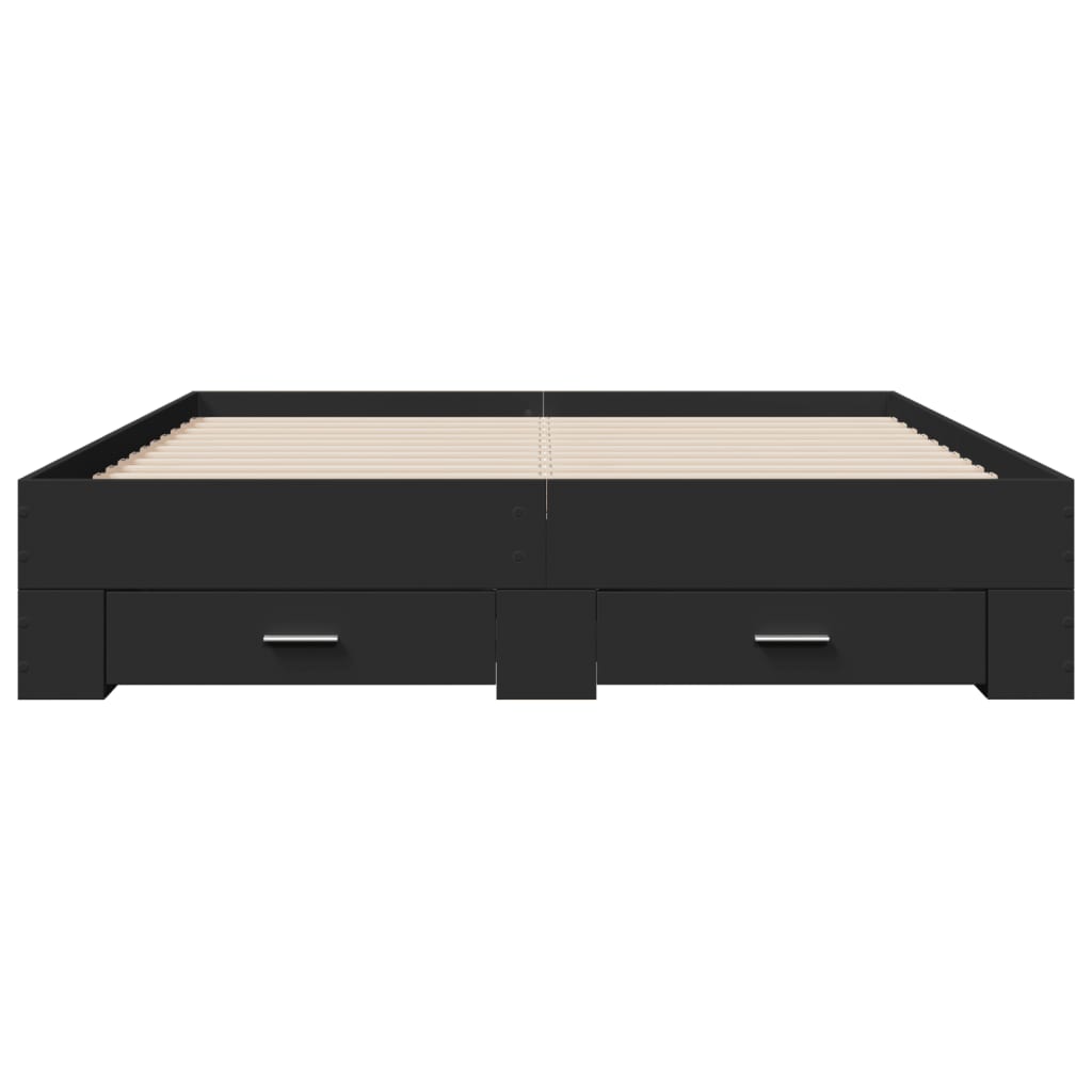 Bed Frame with Drawers without Mattress Black 140x200 cm