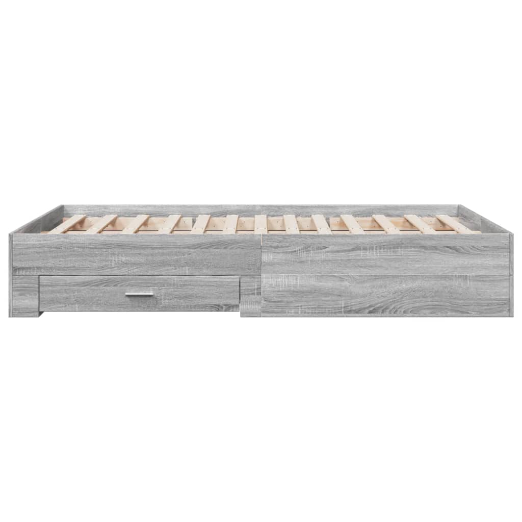 Bed Frame with Drawers without Mattress Grey Sonoma 120x200 cm