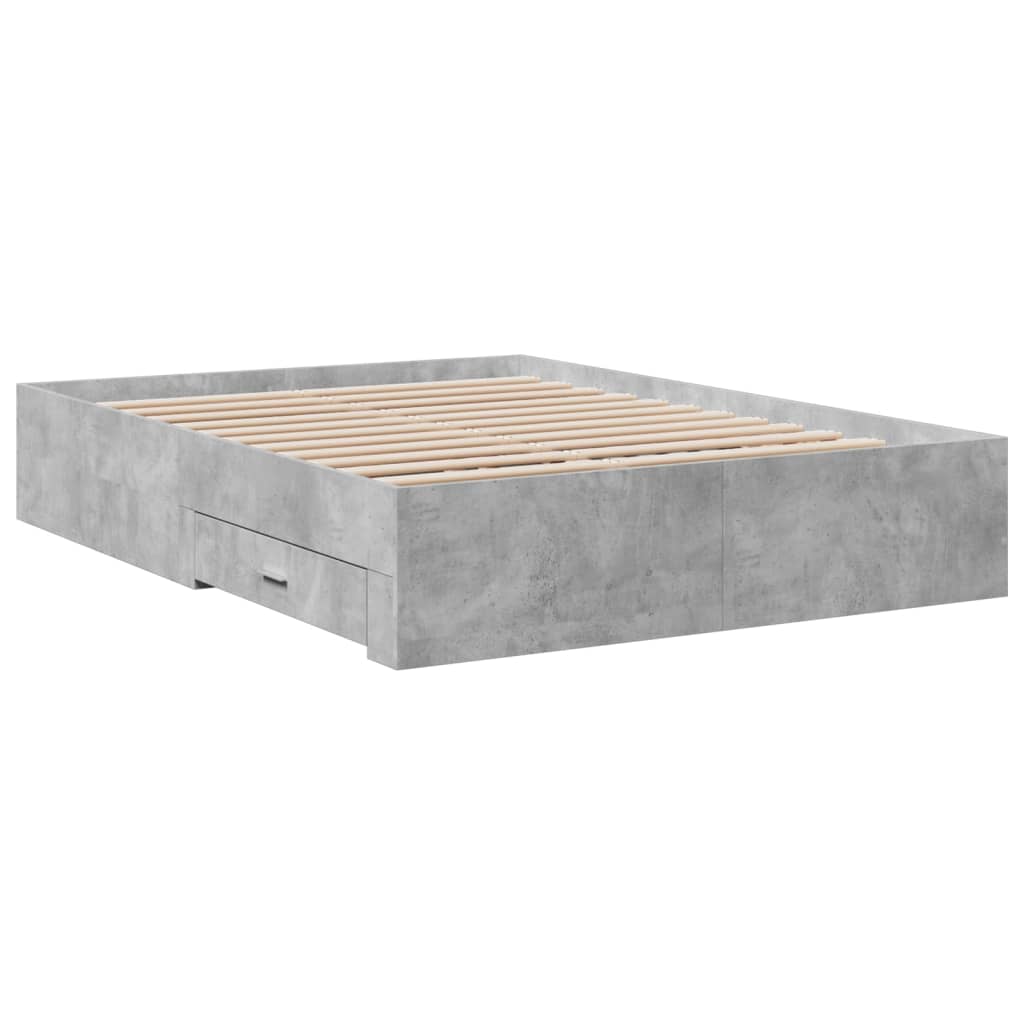 Bed Frame with Drawers without Mattress Concrete Grey 120x190 cm Small Double
