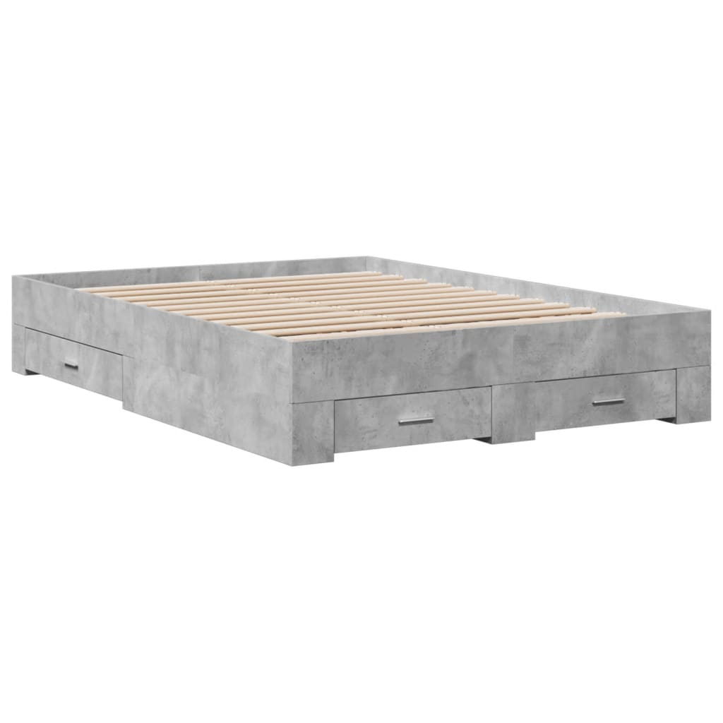 Bed Frame with Drawers without Mattress Concrete Grey 120x190 cm Small Double