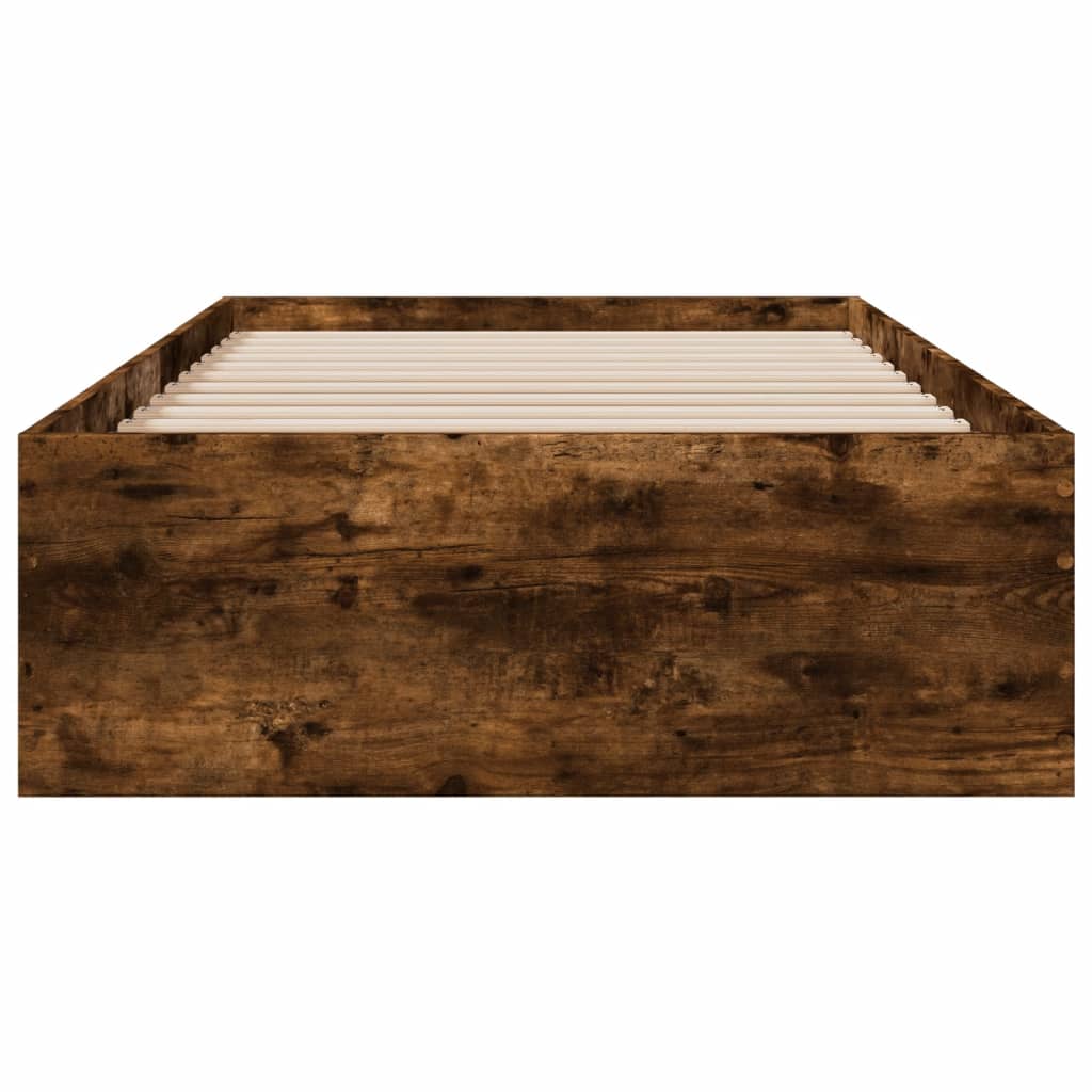 Bed Frame with Drawers without Mattress Smoked Oak 100x200 cm